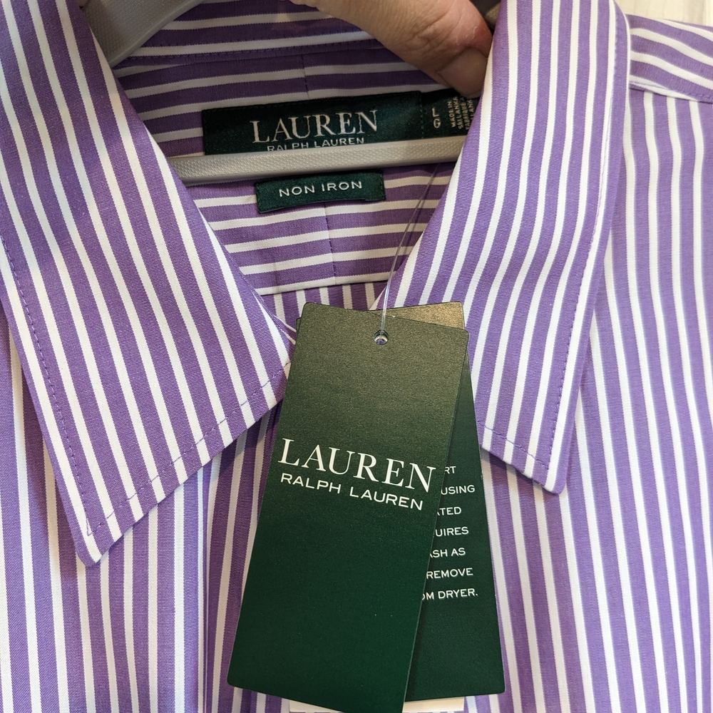 Ralph Lauren Purple and White Button Down Shirt - Picture 2 of 4